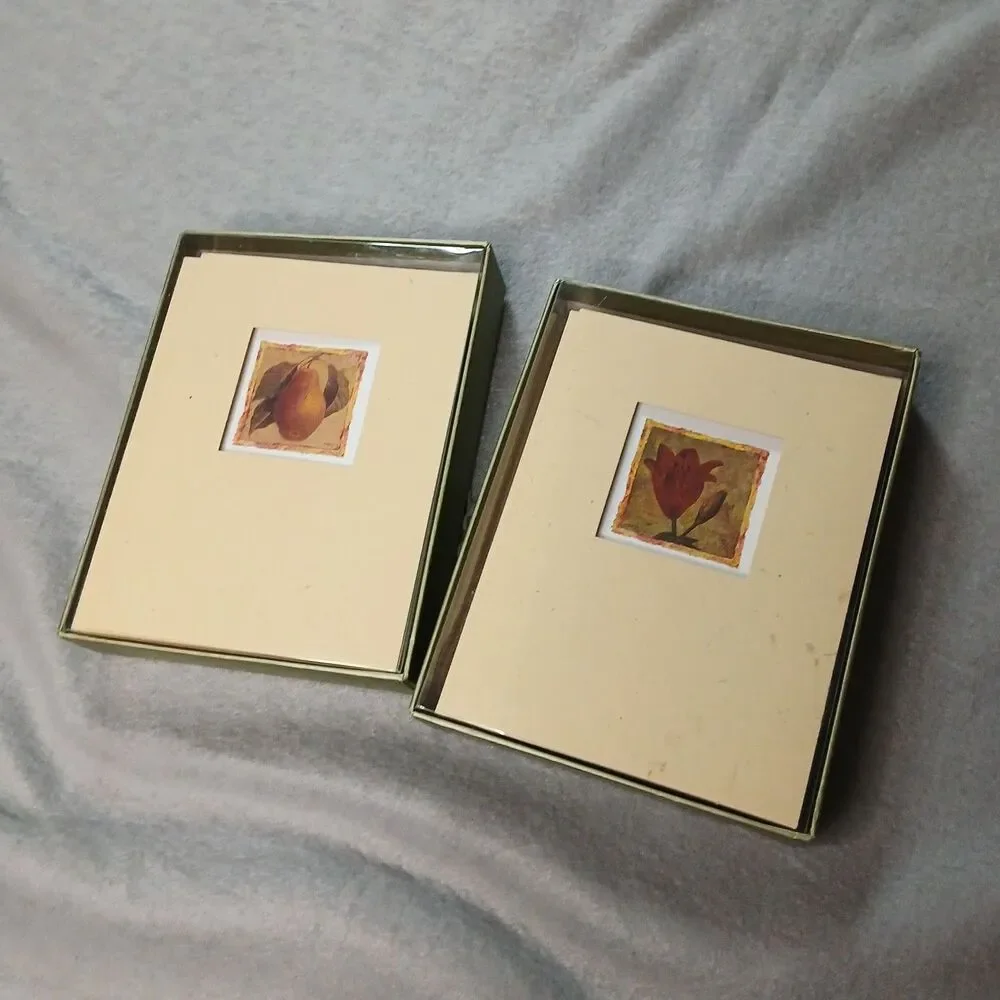 Creative Papers Vtg 2002 Note Cards by C.R. Gibson Boxed 2 Box Set 22 Pear Lily